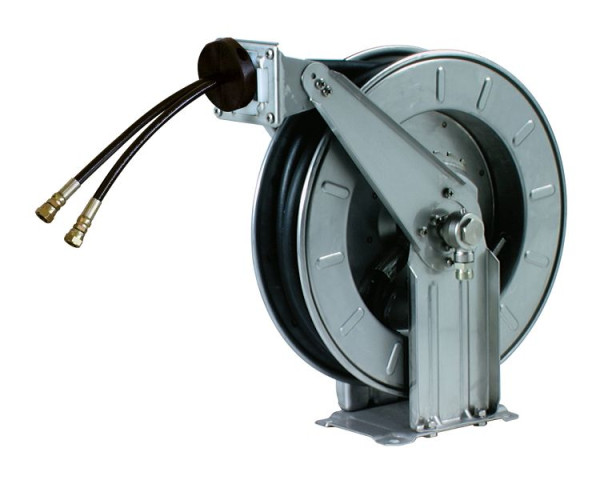 Rapid Automatischer Schlauchaufroller komplett in Edelstahl mit 10 m Doppelschlauch DN 06/06, zur Wand-, Boden- oder Deckenmontage, 09 103