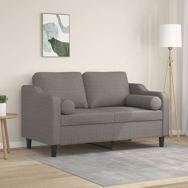 vidaXL 2-Sitzer-Sofa mit Zierkissen Taupe 120 cm Stoff, 3200844