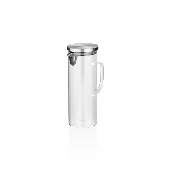 WAS Karaffe, 1,5 L, Ø 10,5 cm, Borosilikatglas, Edelstahl, Silikon, 1825150