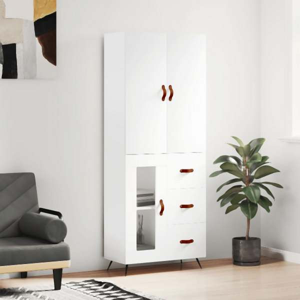 vidaXL Highboard Weiß 69,5x34x180 cm Holzwerkstoff, 3195931
