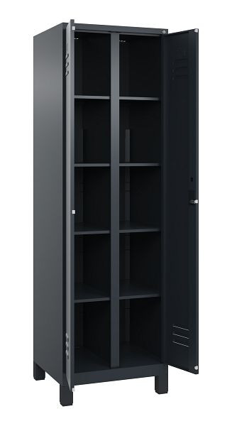 C+P Wäsche-Spind Classic PLUS, Füße, 2 Abteile, 1950x600x500mm, 7016/7016, Verschluss Zylinderschloss, 080012-20B S10027