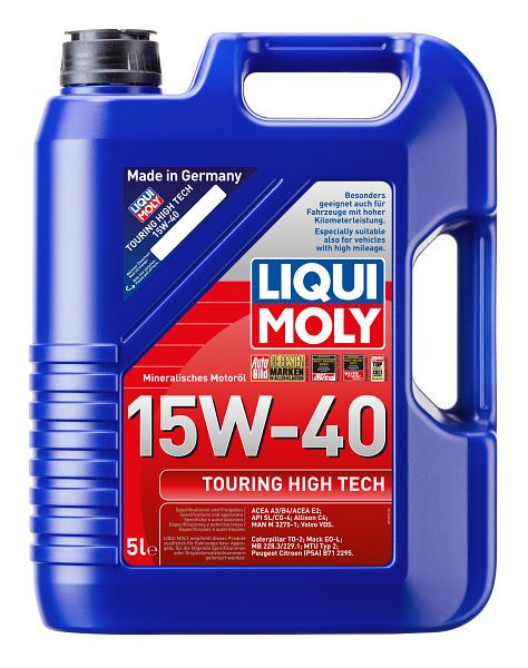 LIQUI MOLY Mineralisches Motoröl, Touring High Tech 15W-40, VE: 4 Stück à 5 Liter, 1096