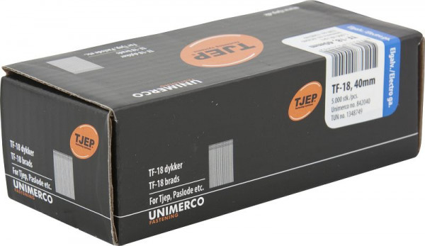TJEP TF18 40mm Stift, verzinkt Box 5.000 Stück, Brads und Stifte, 842040
