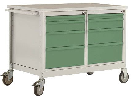 Manuflex ESD-Mobile Werkbank Modell 4 mit Schubfächer, BxTxH 1135 x 590 x 805 mm, Wasserblau, LW1004.5021