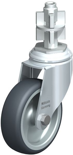 Blickle LKRA-TPA 101G-11-E17 Apparate-Lenkrolle mit Expander, Thermoplastisches Gummi-Elastomer, Grau, 651703