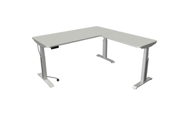 Kerkmann Sitz-/Stehtisch Move Professional, B 1800xT 800mm, Fuß silber mit Anbauelement 1000x600mm, elektrisch verstellbar 640-1290mm, lichtgrau, 10013111
