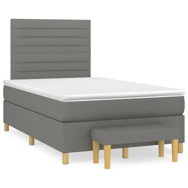 vidaXL Boxspringbett mit Matratze Dunkelgrau 120x190 cm Stoff, 3270412