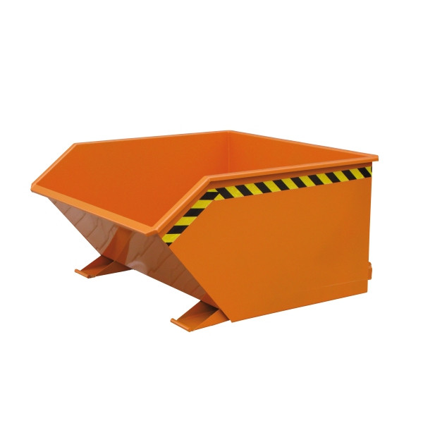 Eichinger Industrie Späne-Kippbehälter mit Siebeinsatz und Ablasshahn, 1000 kg, 750 Liter, reinorange, 20461000000000