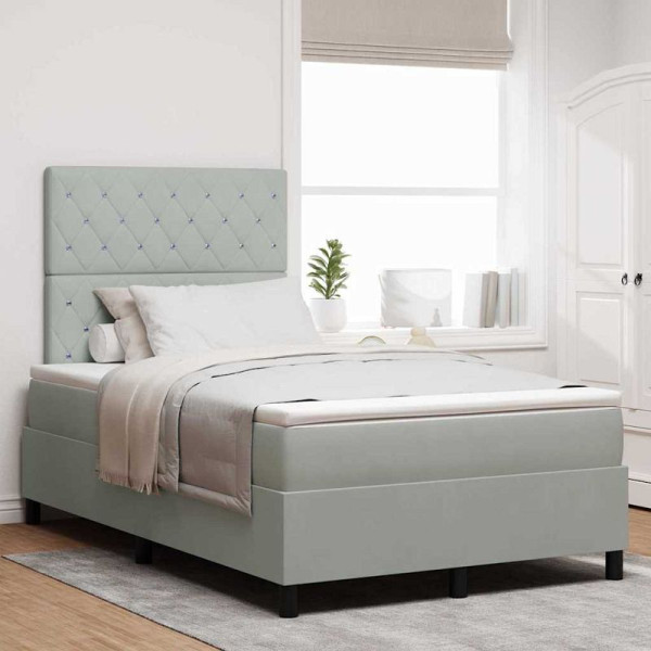 vidaXL Boxspringbett mit Matratze Hellgrau 120 x 200 cm Samt, 3343238