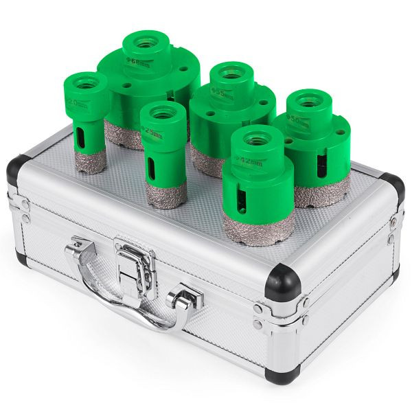 VEVOR Profi Diamant Lochsäge M14 Diamantbohrer Set Mit 6 Diamantlochsägen Geeignet Für Granit Feinsteinzeug Verpackt In Aluminiumbox, QGJJGSKKQ6JT10001V0