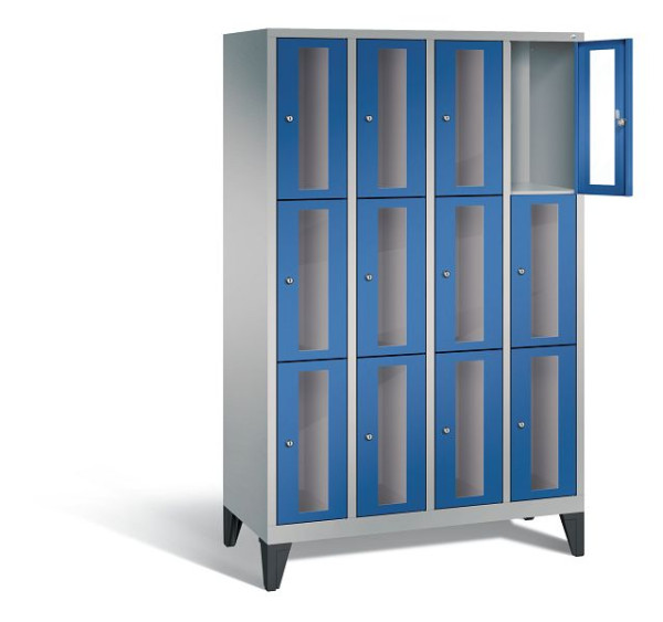 C+P Schließfachschrank Classic, H1850xB1190xT500mm, Farbe: Weißaluminium / Enzianblau, 8010A403 S10010