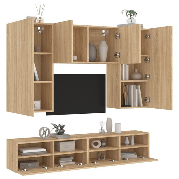 vidaXL 5-teilig Wohnwand Sonoma-Eiche Holzwerkstoff, 3216520