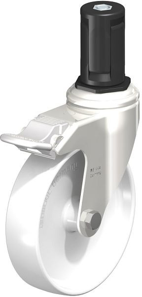 Blickle LKRXA-PO 126G-11-FI-EXR15 Edelstahl-Apparate-Lenkrolle mit Expander & Feststeller, Polyamid, Weiß, 853560