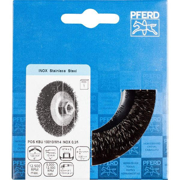 Pferd Kegelbürste mit Gewinde, ungezopft POS KBU 10010/M14 INOX 0,35, 43316003