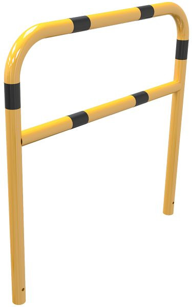 Schake Abweisebügel aus Stahlrohr Ø60mm, Breite: 1200mm, Gesamthöhe: 1200 mm, mit Querholm, feuerverzinkt, beschichtet gelb / schwarz, 465_23BG