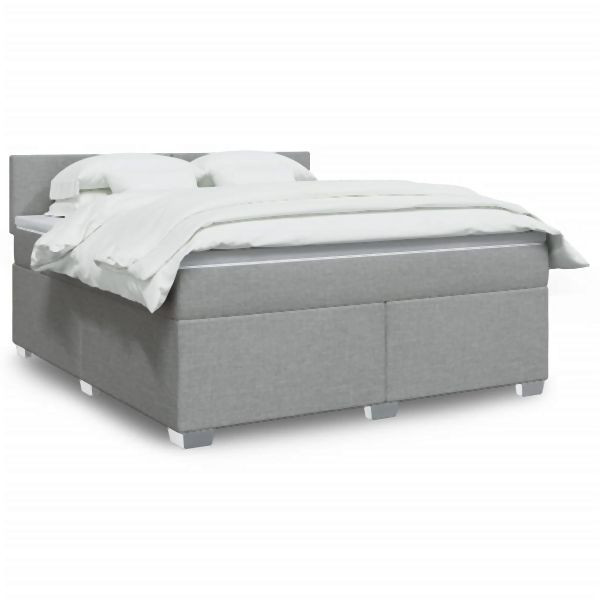 vidaXL Boxspringbett mit Matratze Hellgrau 180x200 cm Stoff, 3288260