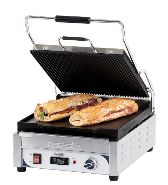 Casselin Panini-Grill XL Premium Kompakt - Gerillt / Glatt - mit Timer, CGPRLXLPT