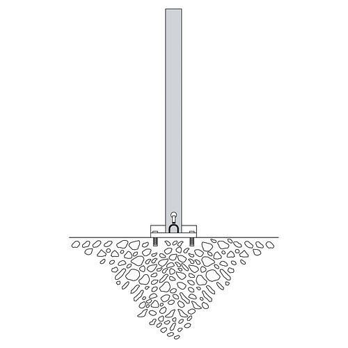Schake Absperrpfosten, Stahl, kippbar, feuerverzinkt, zum Aufdübeln, Höhe 1000, 70 x 70 mm, Dreikantverschluss, 310843