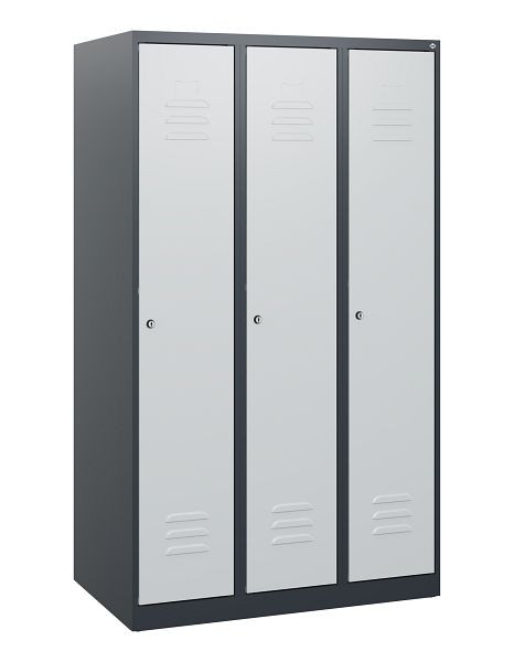 C+P Umkleidespind Classic PLUS, 3 Abteile, 1530x900x500mm, 7016/7035, Zylinderschlösser, 0800005-30 S10010