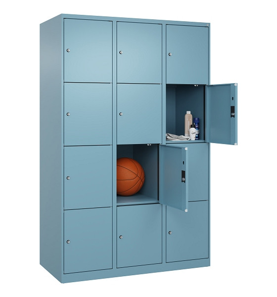 C+P Schließfachschrank Evolo PLUS, 12 Fächer, 1850x1200x500mm, 0010/0010, Abteile 3, Abteilbreite 400 mm, 049000-324 S10021