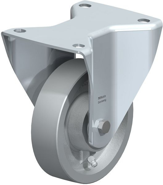 Blickle BH-G 125K-3 Stahlblech-Bockrolle, Schwerlast-Ausführung, mit Anschraubplatte, Guss, Grau, 754045