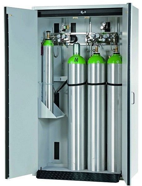 asecos Druckgasflaschenschrank G-CLASSIC-30, G30.205.120 in grau für 4x Druckgasflaschen à 50 Liter, 30663-001-30664