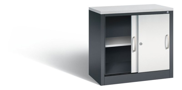 C+P Sideboard mit Schiebetüren Acurado, H720xB800xT400mm, Farbe: Schwarzgrau / Lichtgrau, Bügelgriff, 2 OH, 5722-00 S10391