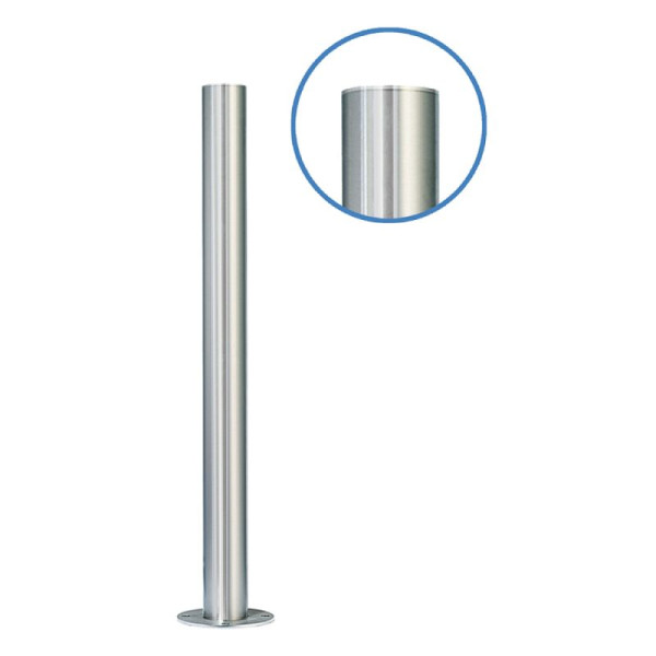 Stein HGS Absperrpfosten -Acero Flachkopf- (V4A) Ø 76 mm aus Edelstahl, zum Aufdübeln, umlegbar/, Schließung oben, glasperlengestrahlt, 13149-gg