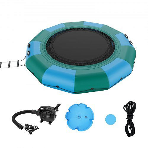 VEVOR Aufblasbares Wassertrampolin mit Leiter, wasserdicht, abriebfest, 3,66 m Großen Sprungfläche, Blau + Grün 226 kg Tragfähigkeit, BTKSSBCLLS12AB51HV2