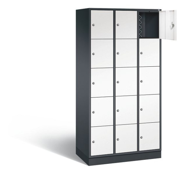 C+P Schließfachschrank Intro, H1950xB920xT490mm, Farbe: Schwarzgrau / Verkehrsweiß, 8570-301 S10212