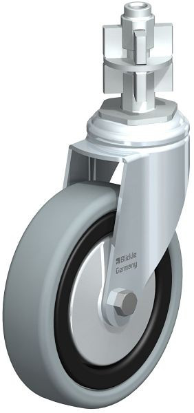 Blickle LKRA-VPA 126G-11-FA-E17 Apparate-Lenkrolle mit Expander, Vollgummi, Grau, 750825
