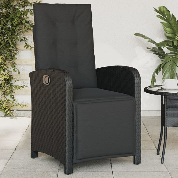 vidaXL Gartensessel mit Fußteil Verstellbar Schwarz Poly Rattan, 365185