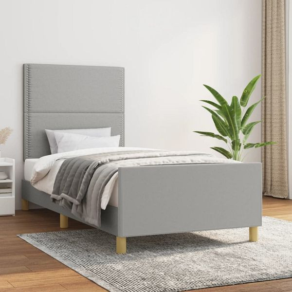 vidaXL Bettgestell mit Kopfteil Hellgrau 90x190 cm Stoff, 3124936