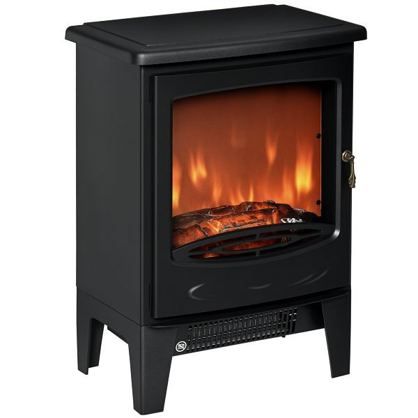 HOMCOM LED Elektrokamin Standkamin mit Flammeneffekt 900/1800W Schwarz, 820-193V90BK