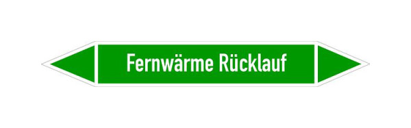 Schilder Klar Rohrleitungskennzeichen Fernwärme Rücklauf, 100x15 mm Folie selbstklebend, 101421/60