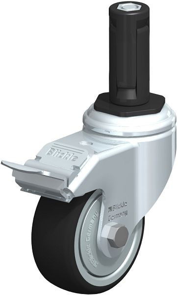 Blickle LKRA-PATH 80K-11-FI-FK-ER13 Apparate-Lenkrolle mit Expander & Feststeller, Thermoplastisches Polyurethan, Grau, 848726