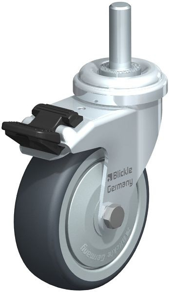 Blickle LRA-TPA 75K-FI-FK-GS10 Apparate-Lenkrolle mit Gewindestift & Feststeller, Thermoplastisches Gummi-Elastomer, Grau, 614768