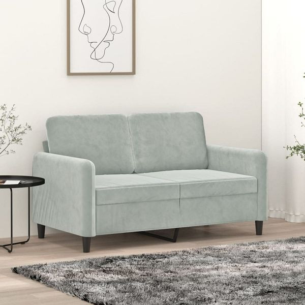 vidaXL 2-Sitzer-Sofa Hellgrau 120 cm Samt (Polyester), 359432