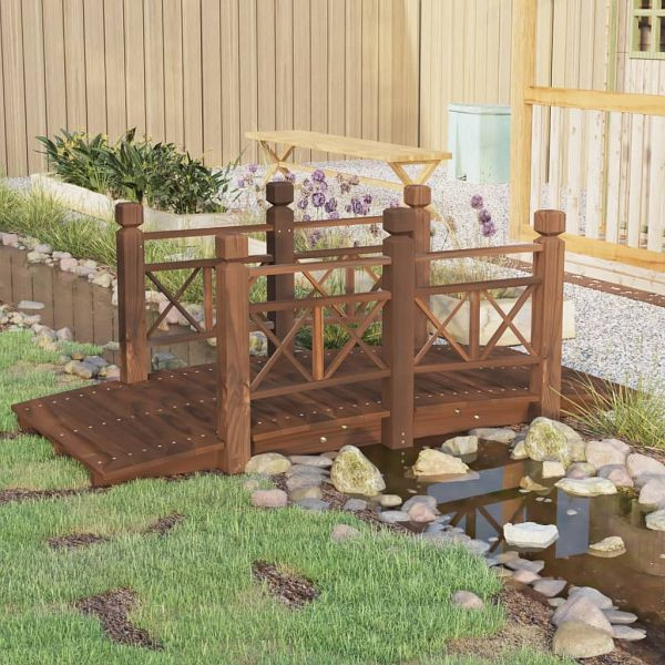 vidaXL Gartenbrücke mit Geländer 150x67x56 cm Massivholz Fichte, 363360