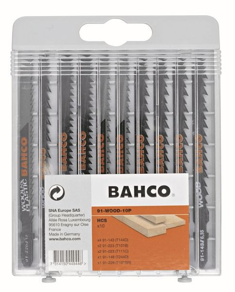 Bahco Stichsägeblätter-Satz für Holz und Kunststoff, 10-teilig, 91-WOOD-10P