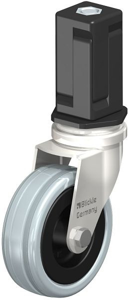 Blickle LRXA-VPA 75G-EXV05 Edelstahl-Apparate-Lenkrolle mit Expander, Vollgummi, Grau, 856442
