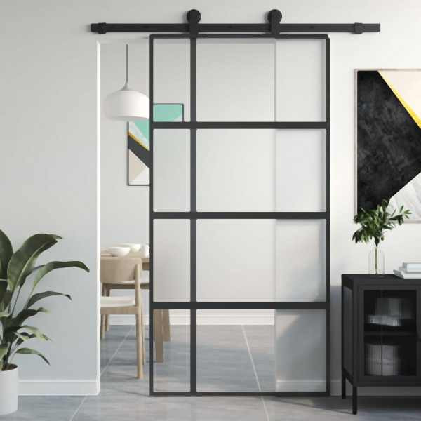 vidaXL Schiebetür Schwarz 102,5x205 cm Hartglas und Aluminium, 155230