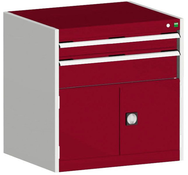 bott cubio Schubladenschrank bestückt mit 2 Schubladen, Tür BxTxH: 800 x 650 x 800 mm, RAL 7035/3004, 40020021.24V