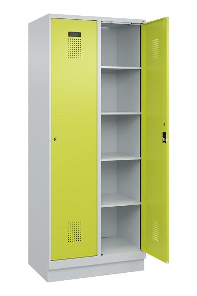 C+P Wäsche-Spind Evolo PLUS, mit Sockel, 2 Abteile, 1950x800x500mm, 7035/0024, Verschluss Zylinderschloss, Ablageböden 8, 049020-22B S10042