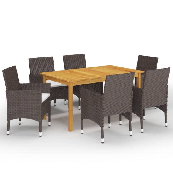 vidaXL 7-tlg. Garten-Essgruppe Braun, Massivholz, 3067768