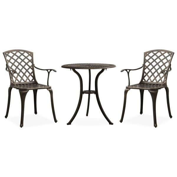 vidaXL 3-teilig Bistro-Set Aluminiumguss Bronzen, 315591