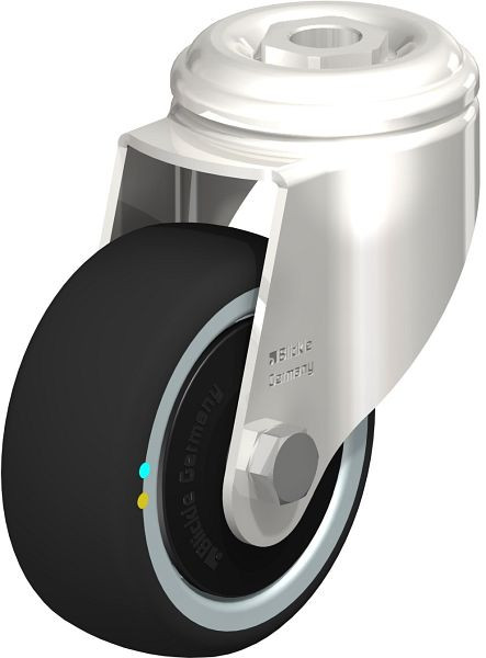 Blickle LKRXA-PATH 80KD-ELS-FK Edelstahl-Apparate-Lenkrolle mit Rückenloch, Thermoplastisches Polyurethan, Grau, 853405