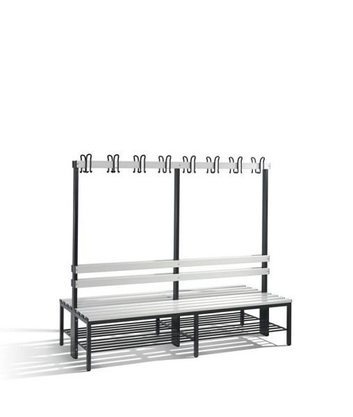 C+P Garderobenbank doppelseitig Basic, H1650xB1960xT750mm, mit Schuhrost, 8052-210 S10043