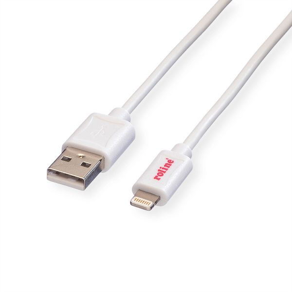 ROLINE USB 2.0 Sync- & Ladekabel für Apple Geräte mit Lightning Connector, weiß, Länge: 1 m, 11.02.8321
