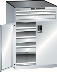 LISTA Schubladenschrank 36x36E (BxTxH) 717x753x1020mm CODE Lock, Lichtgrau, 5 Schubladen, Tragkraft Schubladen: 75kg, 1 Auszugboden, 79.460.020.C